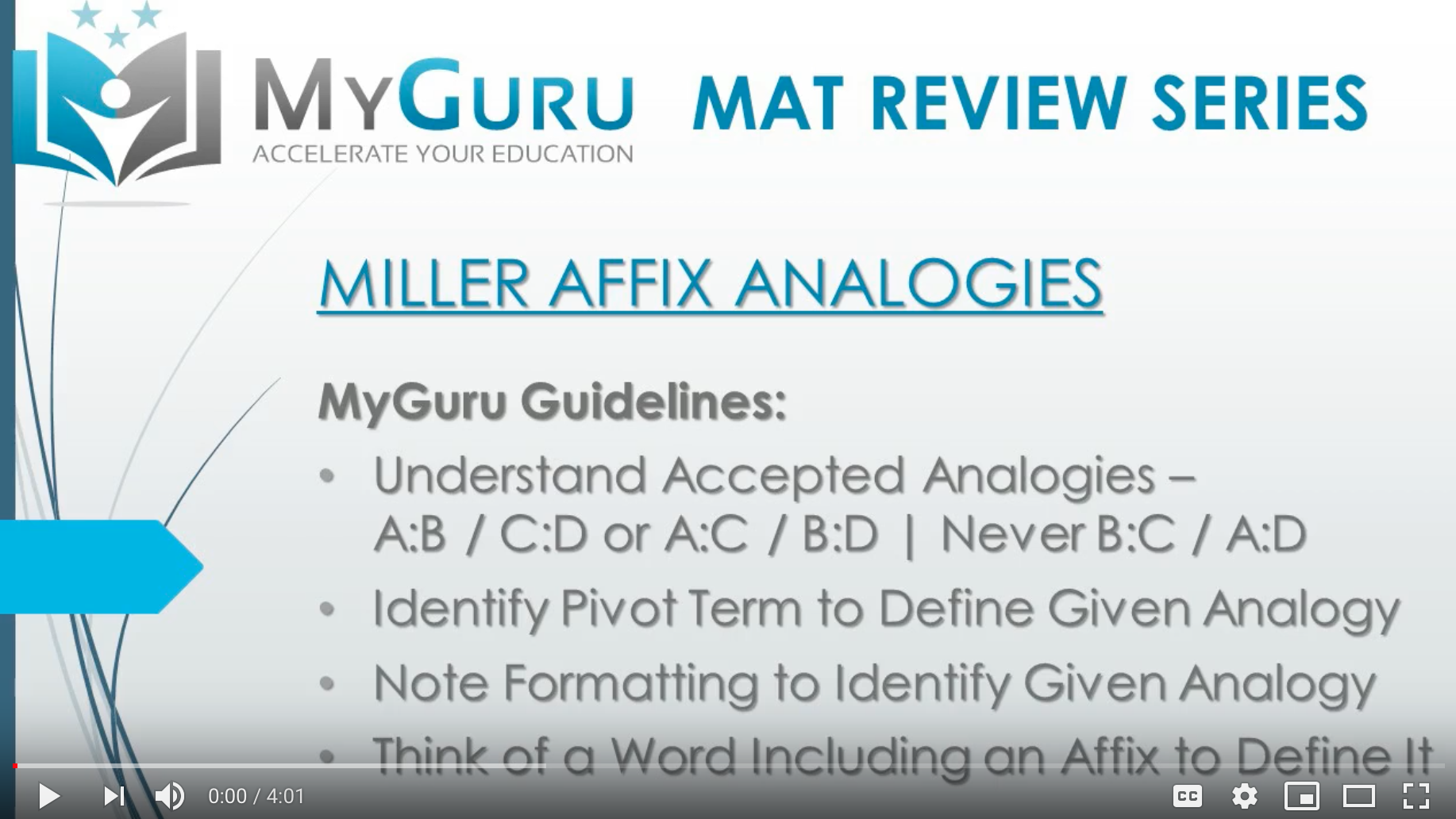 Miller Analogies Test (MAT) Review Series Affix Analogies